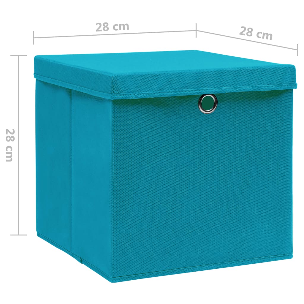 vidaXL Oppbevaringsbokser med deksler 10 stk 28x28x28 cm babyblå