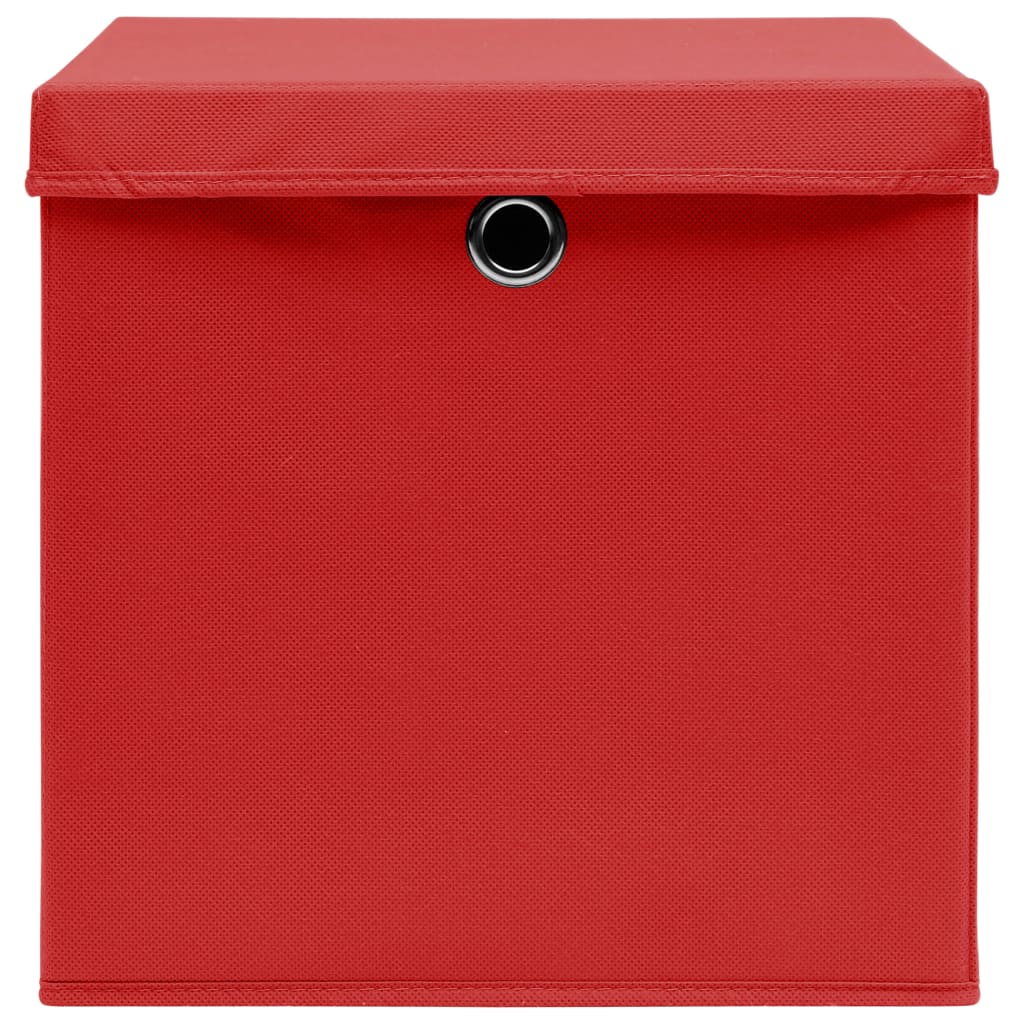 vidaXL Oppbevaringsbokser med lokk 10 stk rød 32x32x32 cm stoff