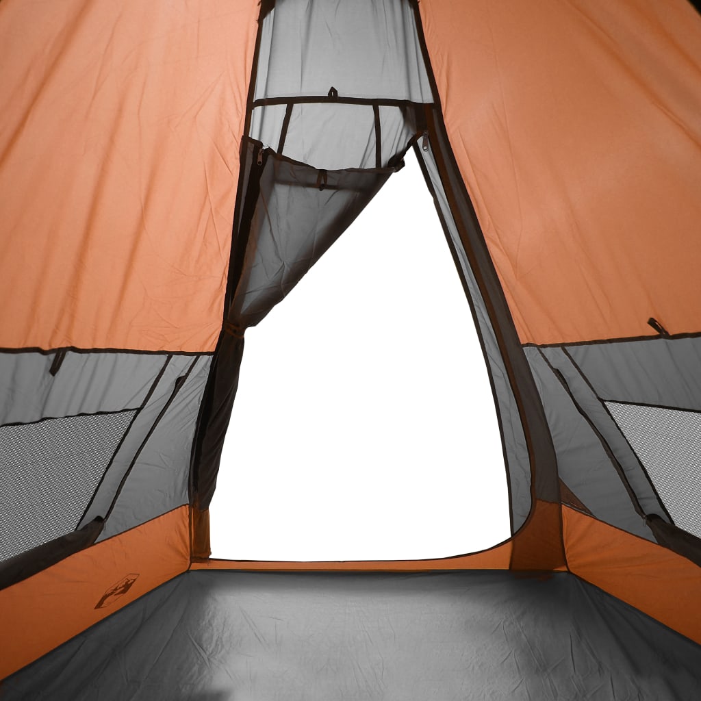 vidaXL Campingtelt tipi 7 personer grå og oransje vanntett