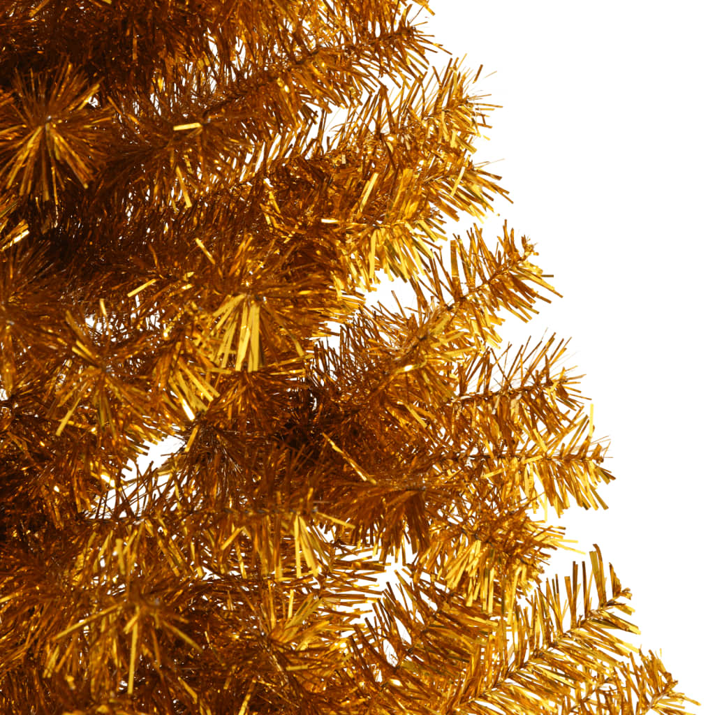 vidaXL Kunstig halvt juletre med stativ gull 210 cm PET