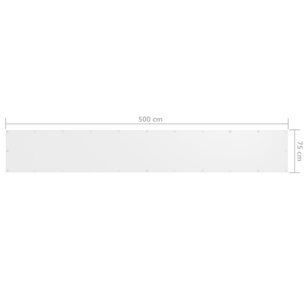 vidaXL Balkongskjerm hvit 75x500 cm oxfordstoff