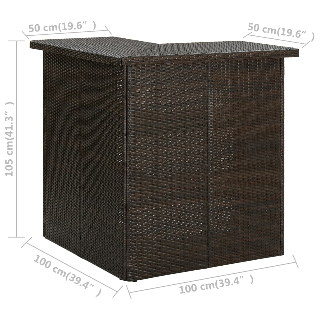 vidaXL Hjørnebarbord brun 100x50x105 cm polyrotting