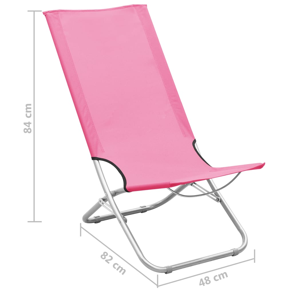 vidaXL Sammenleggbare strandstoler 2 stk rosa stoff