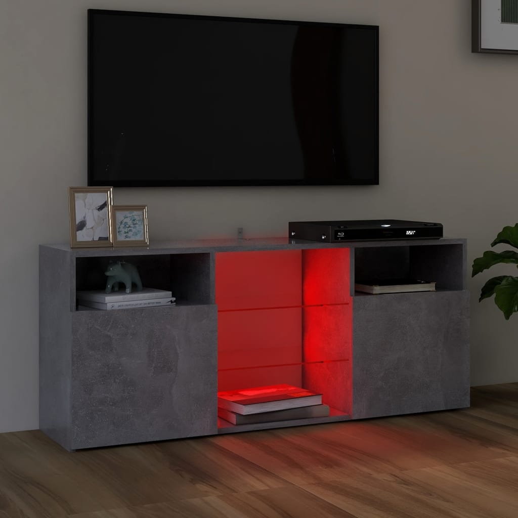 vidaXL TV-benk med LED-lys betonggrå 120x30x50 cm