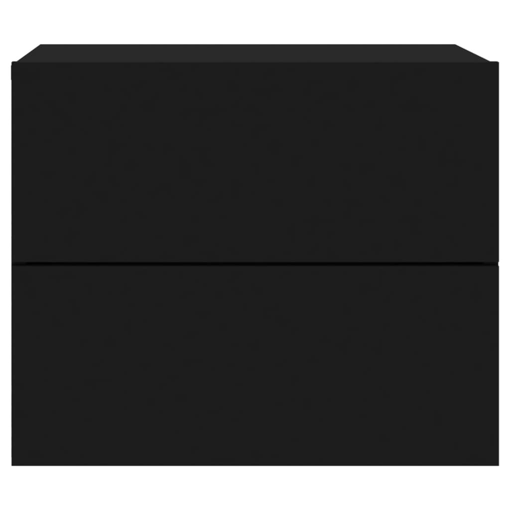 vidaXL Vegghengt nattbord med LED-lys svart
