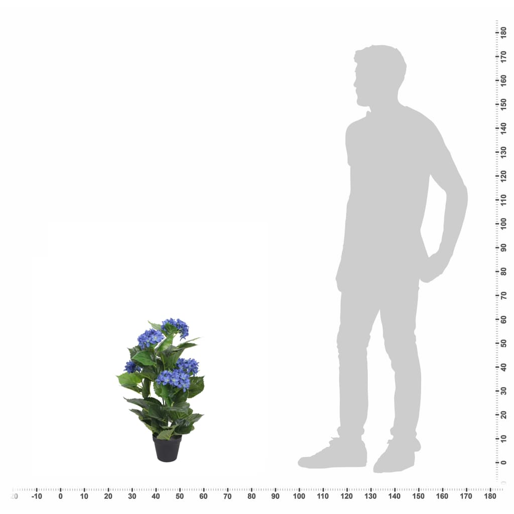 vidaXL Kunstig hortensia med potte 60 cm blå