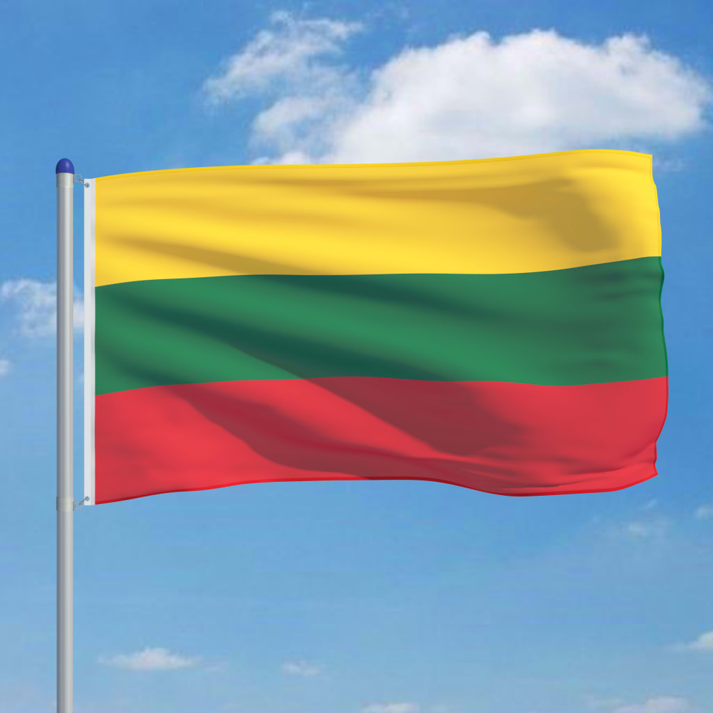 vidaXL Litauisk flagg og stang aluminium 6 m