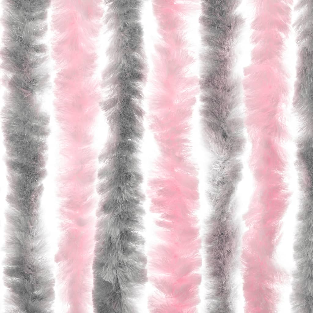 vidaXL Fluegardin sølvgrå og rosa 90x220 cm chenille