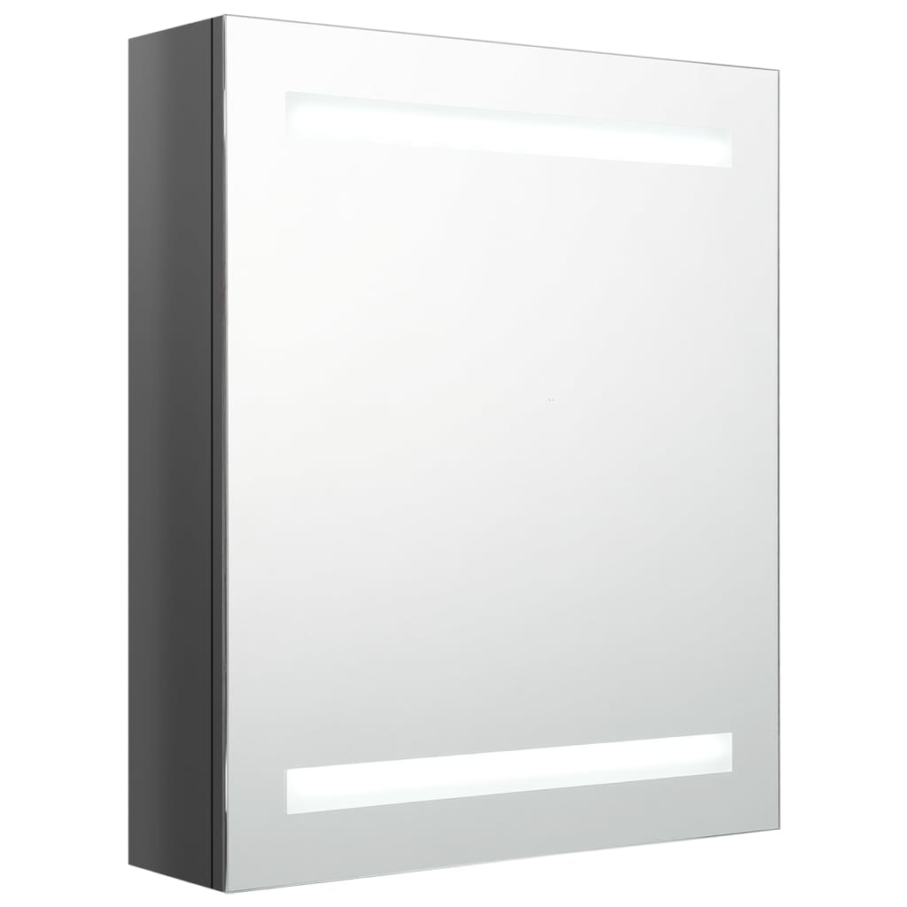 vidaXL LED-speilskap til bad blank grå 50x14x60 cm