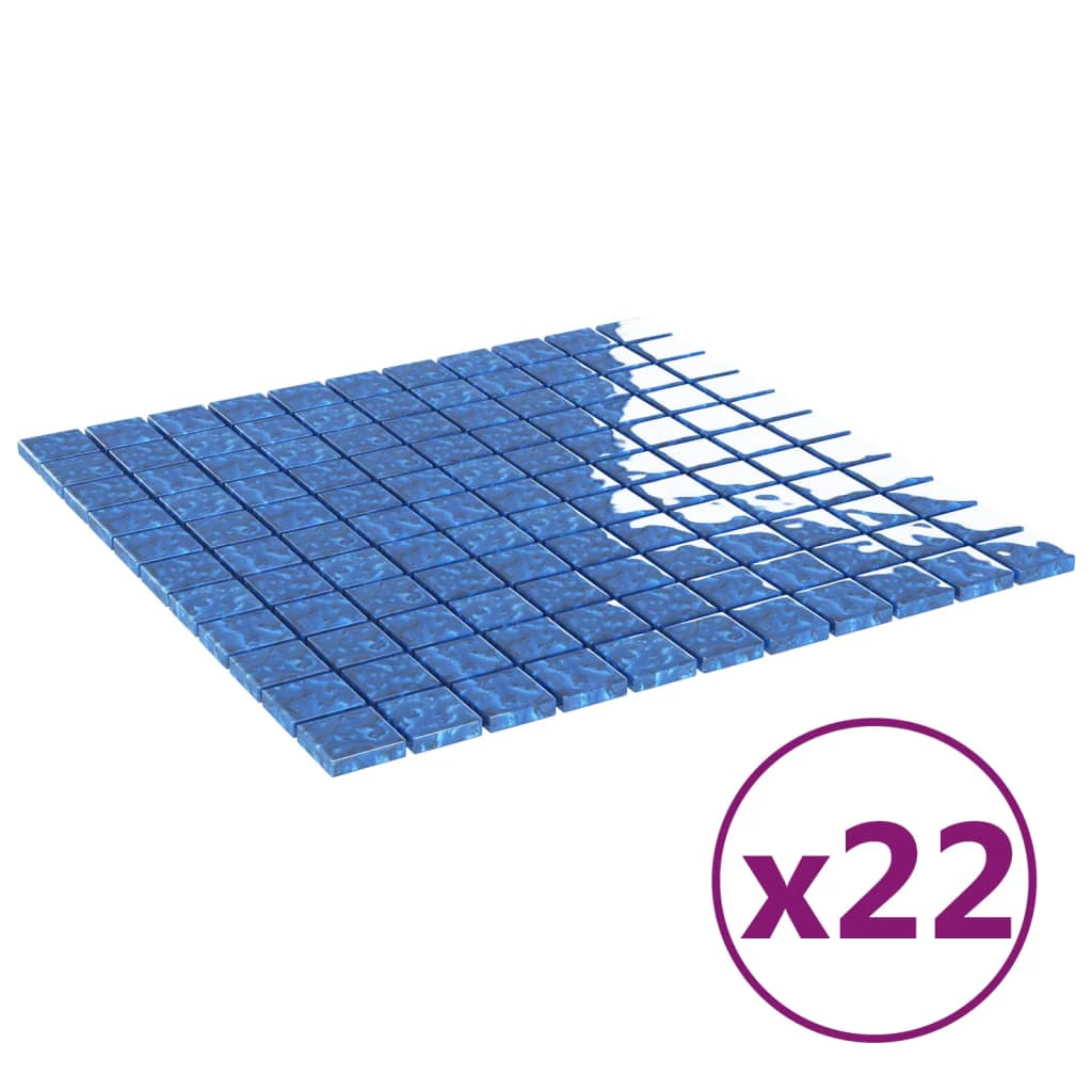 vidaXL Mosaikkfliser 22 stk blå 30x30 cm glass