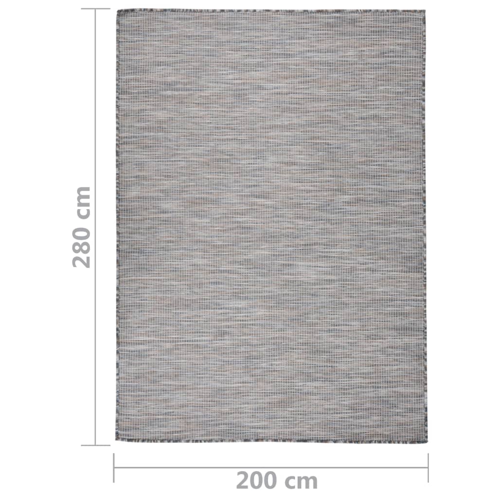 vidaXL Utendørs flatvevd teppe 200x280 cm brun og svart