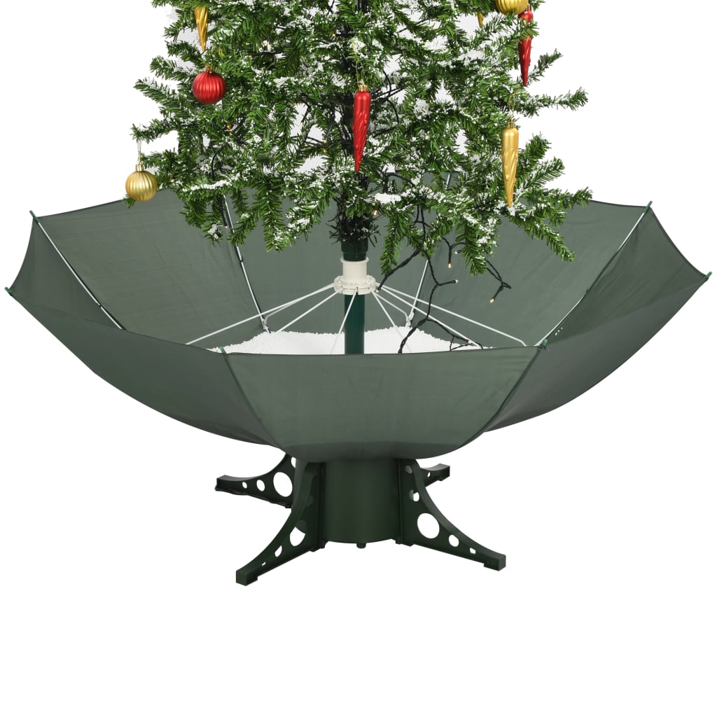 vidaXL Kunstig juletre med snø og paraplybase grønn 170 cm