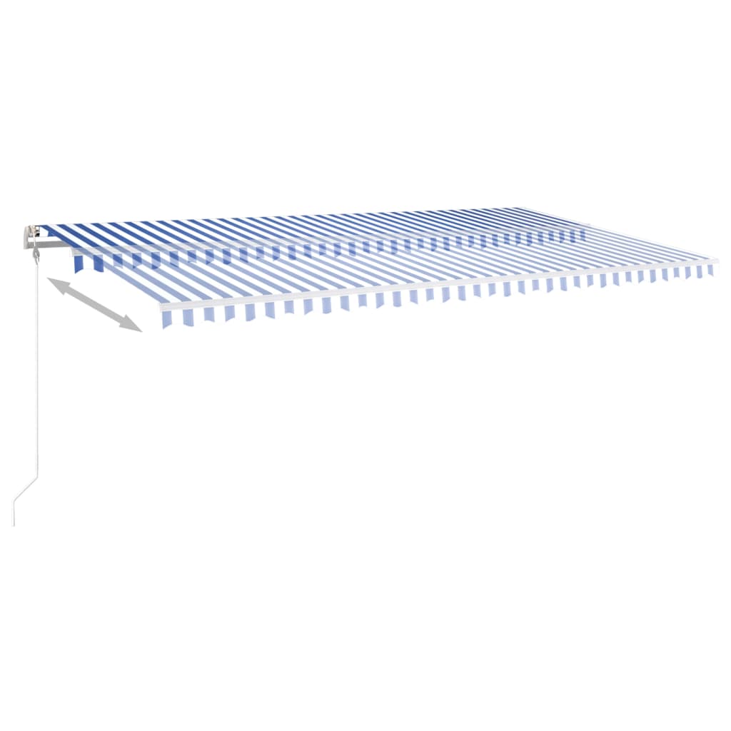 vidaXL Manuell uttrekkbar markise med LED 6x3 m blå og hvit