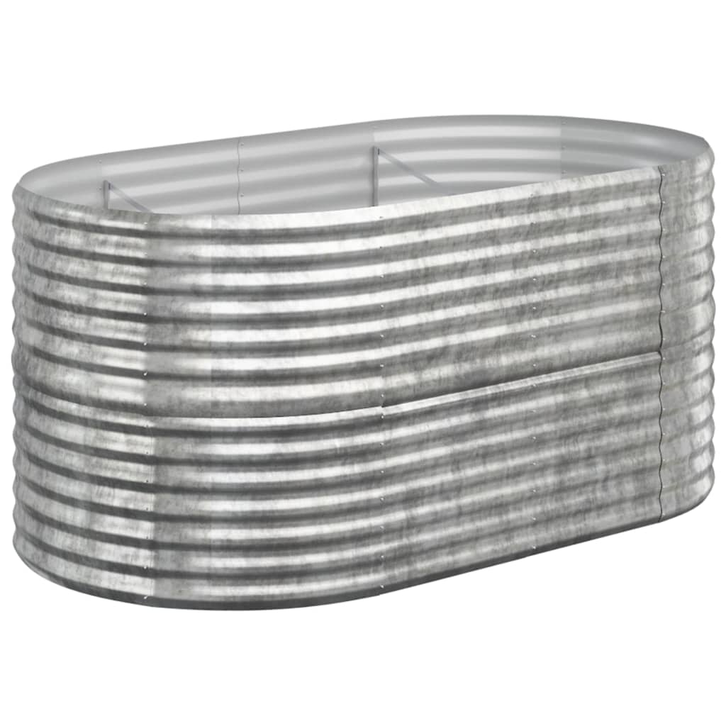 vidaXL Høybed pulverlakkert stål 152x80x68 cm sølv