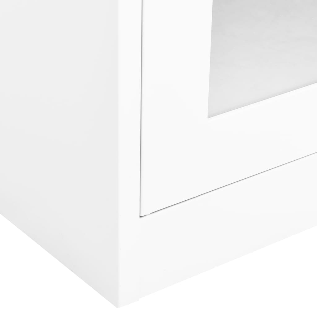 vidaXL Kontorskap hvit 90x40x180 cm stål og herdet glass