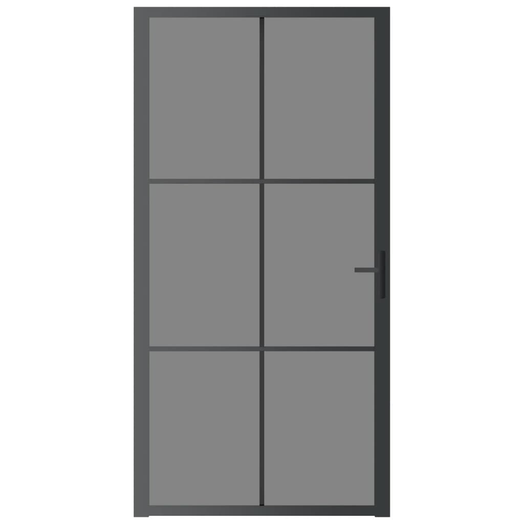 vidaXL Innerdør 102,5x201,5 cm svart ESG glass og aluminium