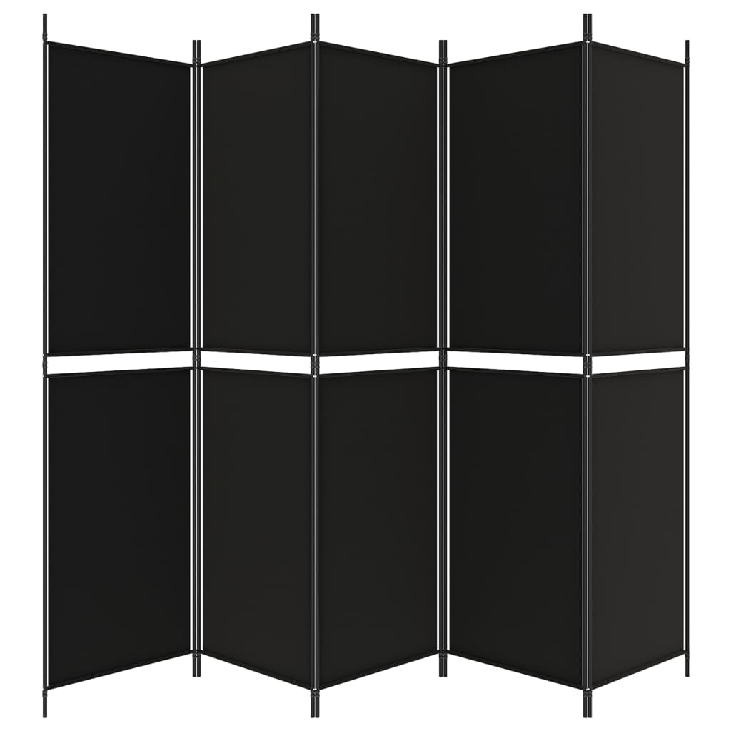 vidaXL Romdeler 5 paneler svart 250x200 cm stoff