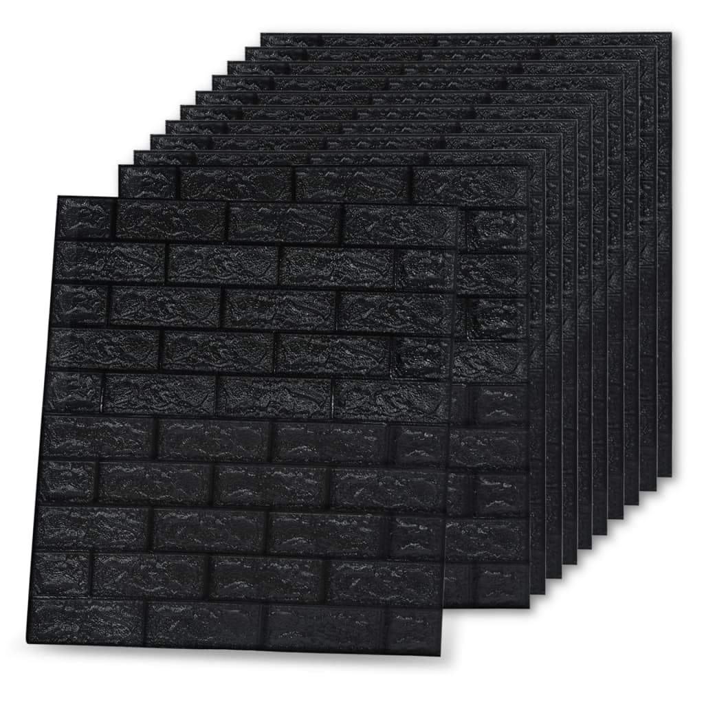 vidaXL 3D-tapet murstein selvklebende 40 stk svart