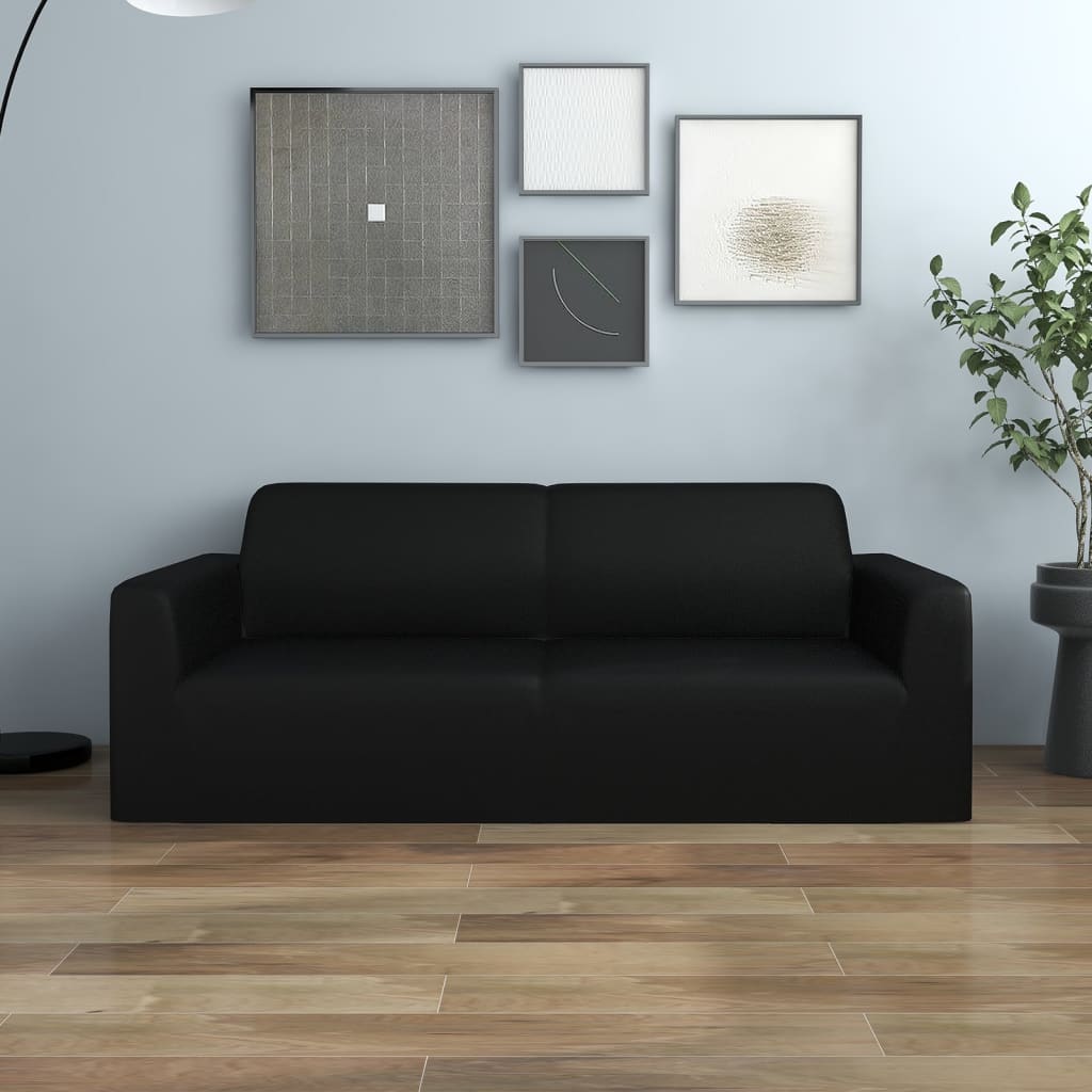 vidaXL 2-seters sofaovertrekk polyester svart