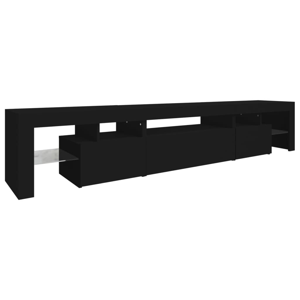 vidaXL TV-benk med LED-lys svart 215x36,5x40 cm