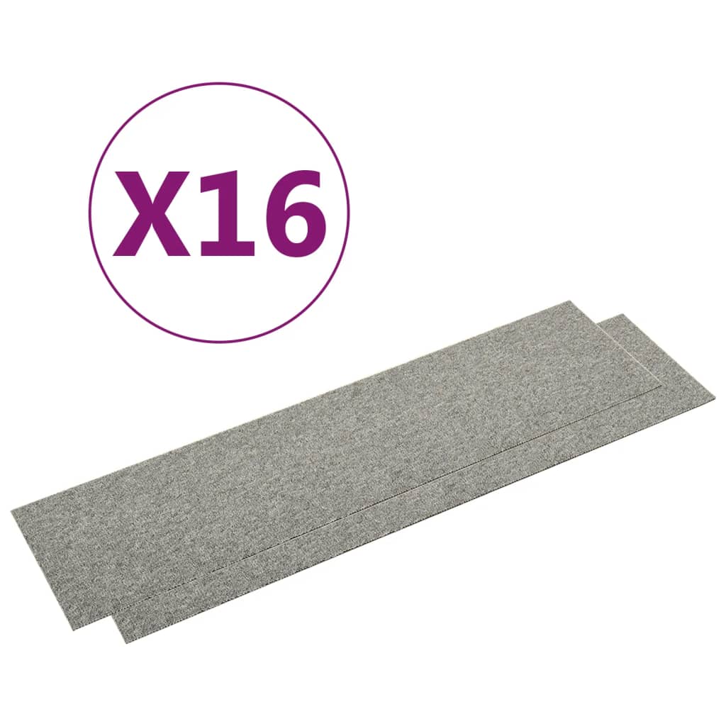 vidaXL Teppefliser gulv 16 stk 4 m² 25x100 cm lysegrå