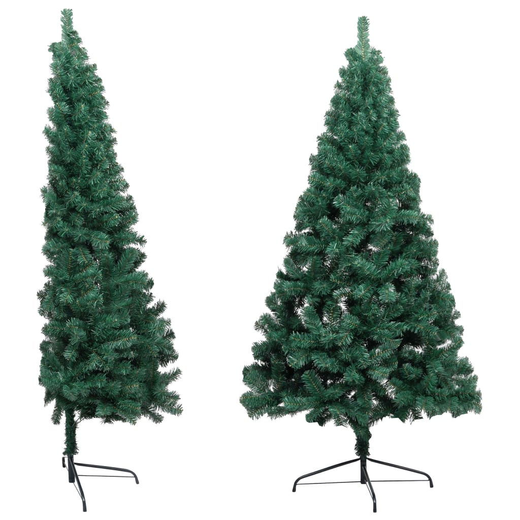 vidaXL Forhåndsbelyst kunstig halvt juletre med kulesett grønn 120 cm