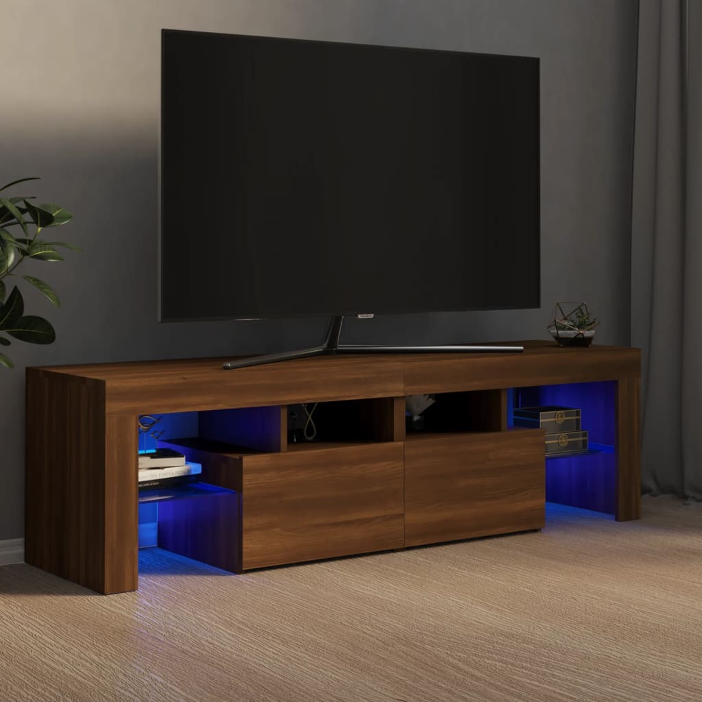 vidaXL TV-benk med LED brun eik 140x36,5x40 cm