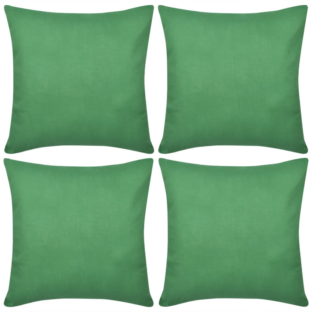 130922 4 Green Cushion Covers Cotton 40 x 40 cm
