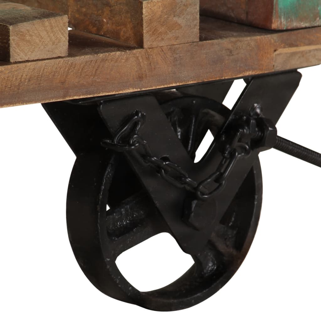 vidaXL Sidebord med hjul 40x40x42 cm gjenvunnet heltre