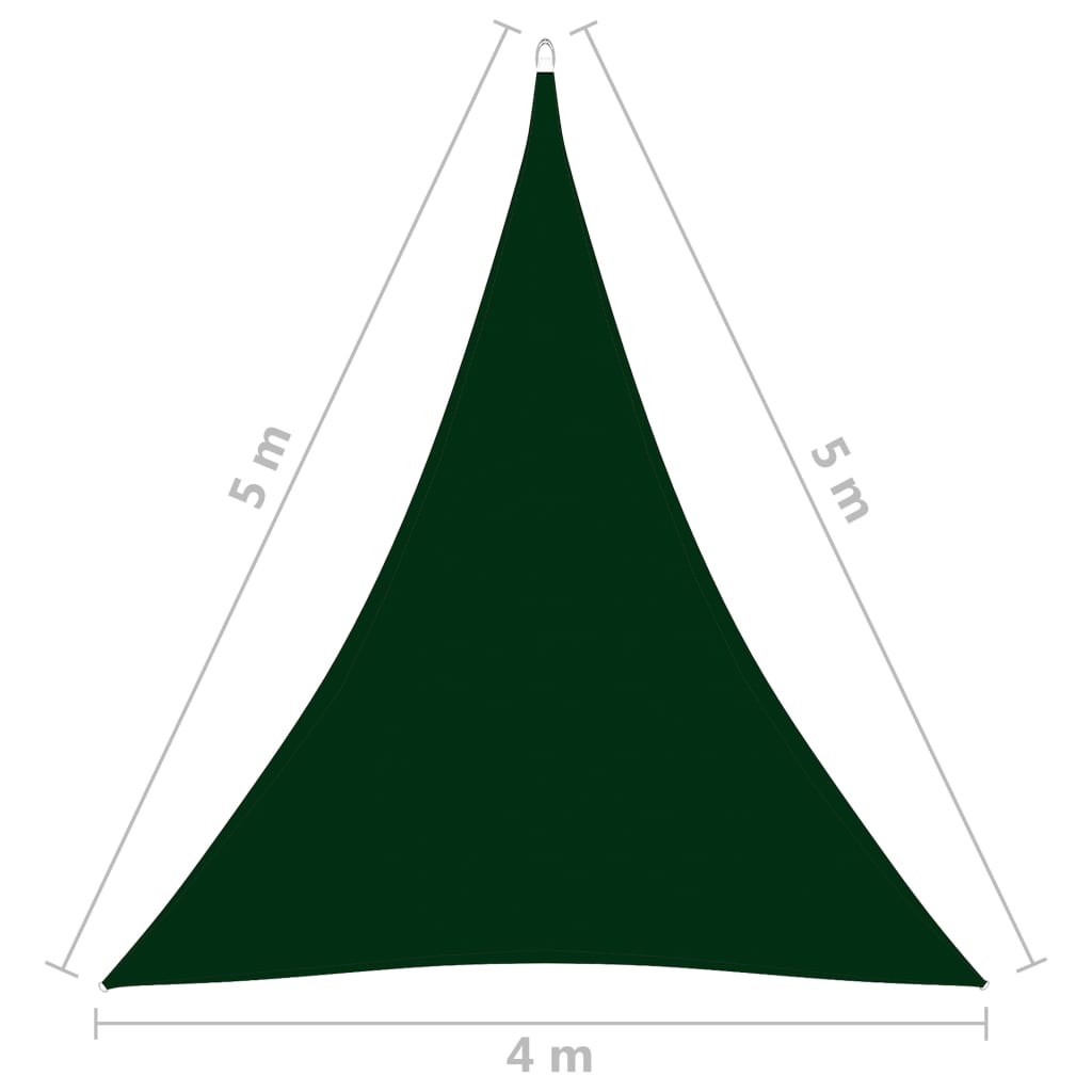 vidaXL Solseil oxfordstoff trekantet 4x5x5 m mørkegrønn