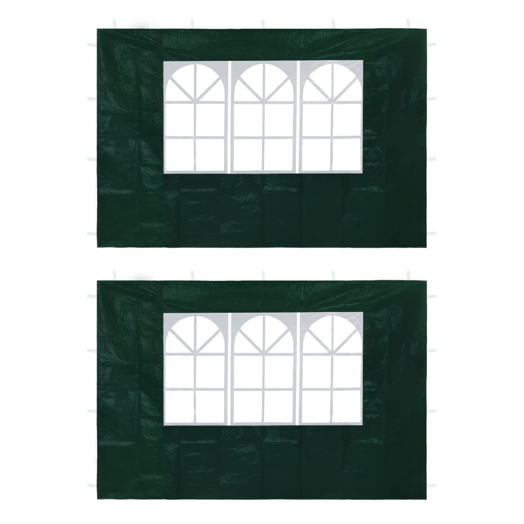 vidaXL Sidevegger for partytelt 2 stk med vindu grønn