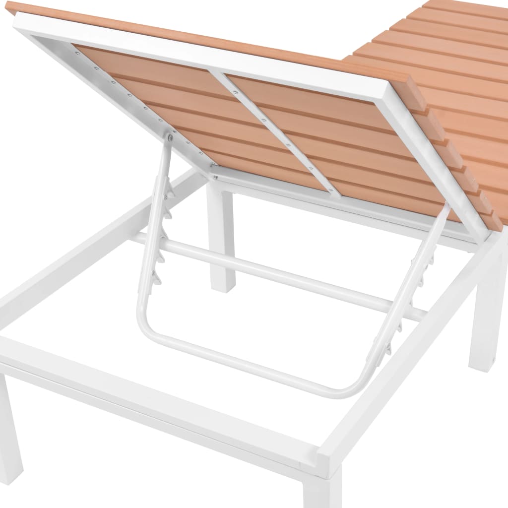 vidaXL Solsenger 2 stk med bord aluminium og WPC hvit og brun