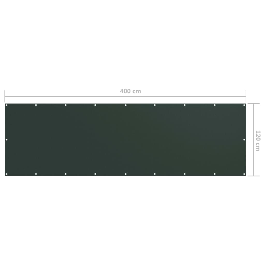 vidaXL Balkongskjerm mørkegrønn 120x400 cm oxfordstoff