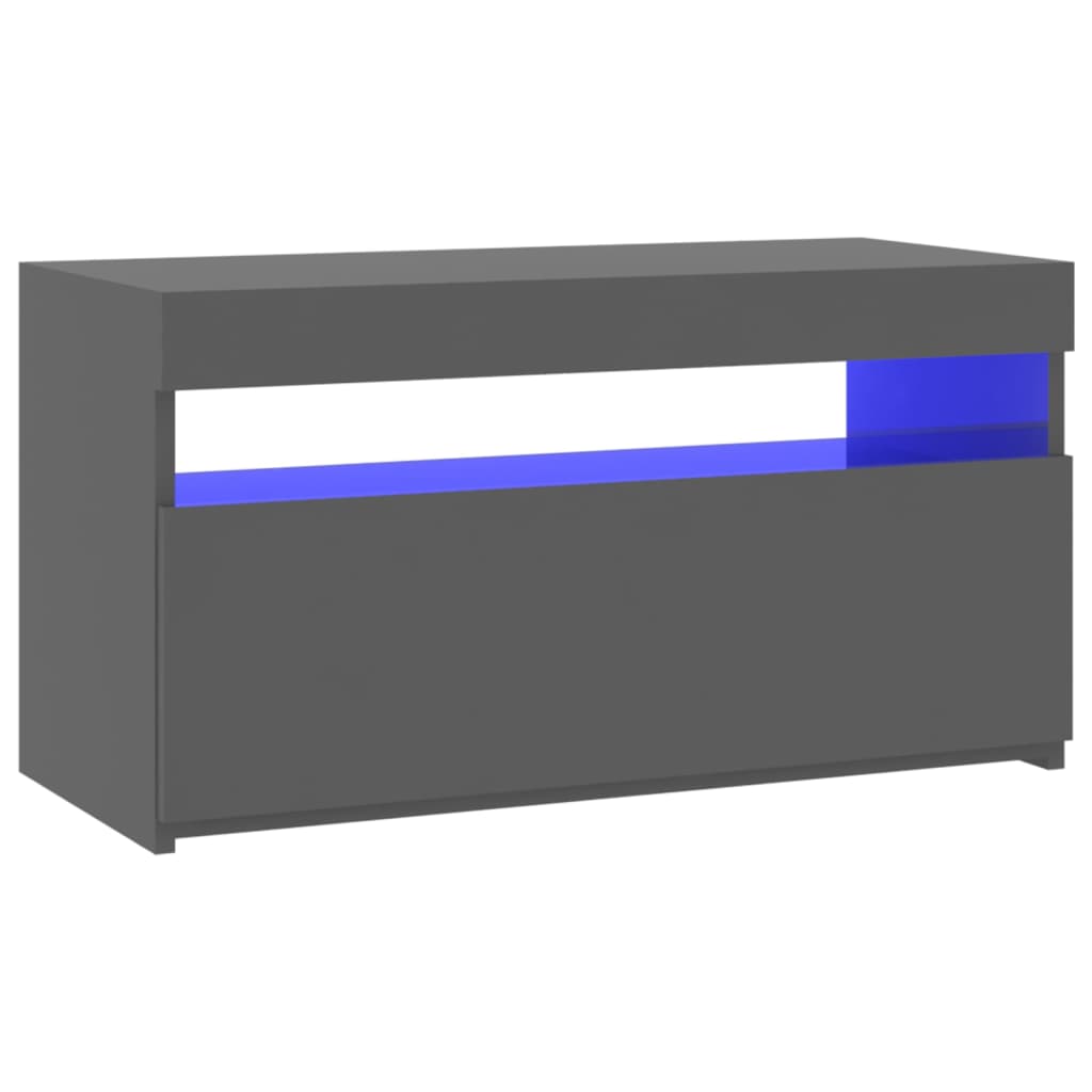 vidaXL TV-benk med LED-lys høyglans grå 75x35x40 cm