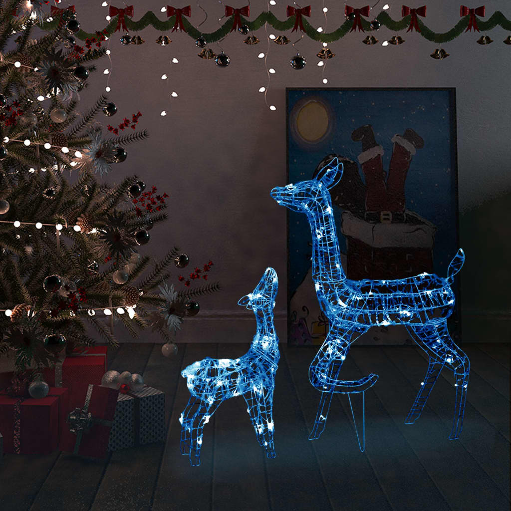 vidaXL Julereinsdyrfamilie akryl 160 LED 160 cm blå