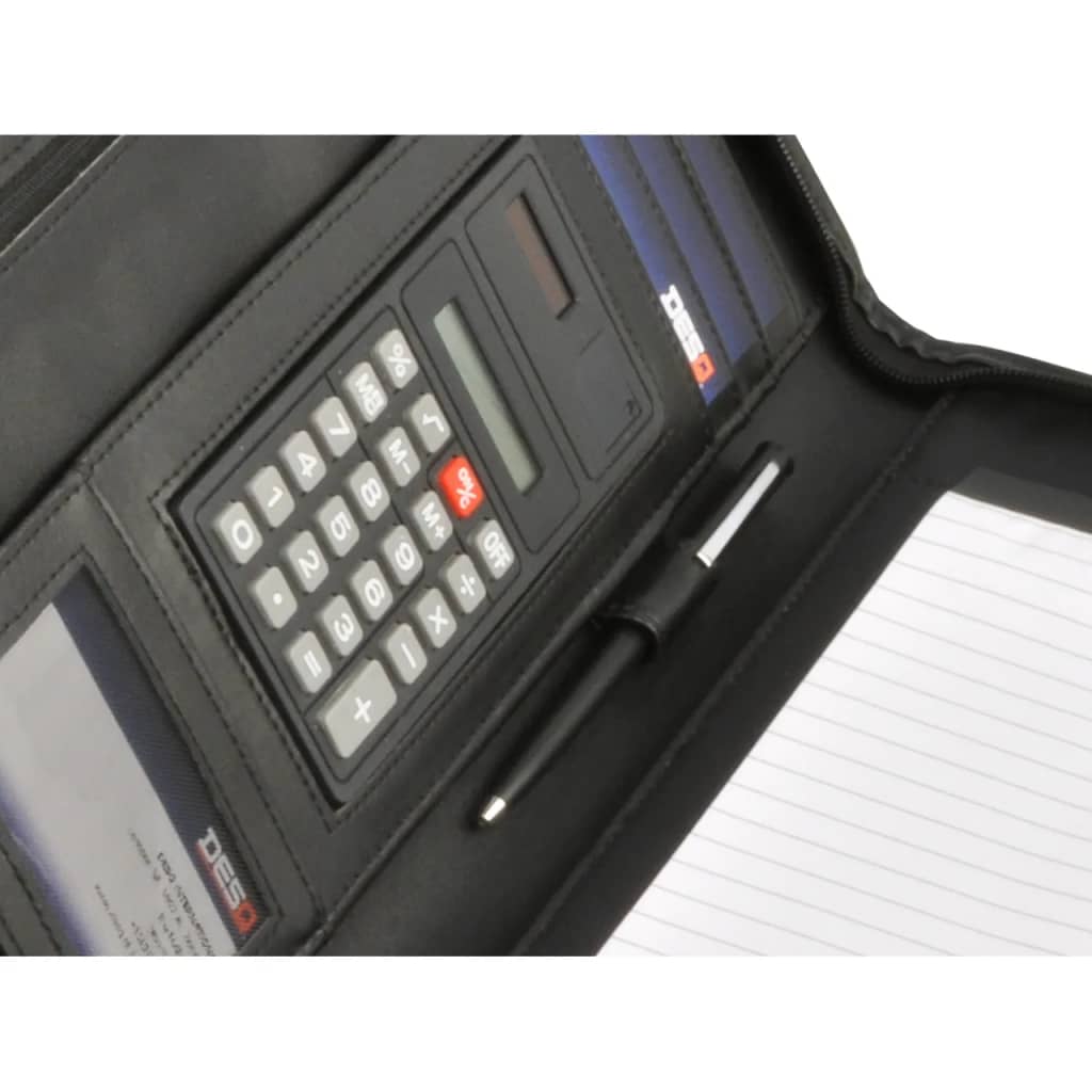 DESQ A4 Konferansemappe med notisblokk og kalkulator svart