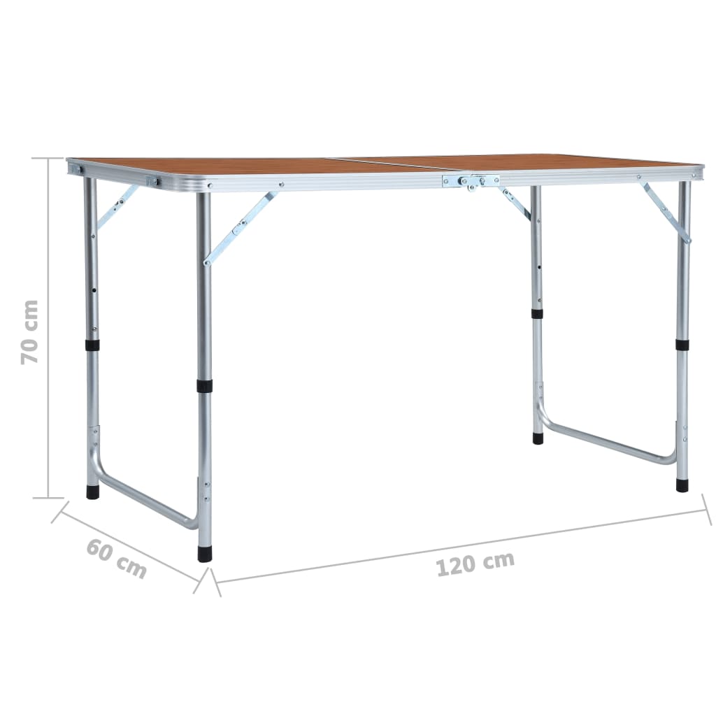 vidaXL Sammenleggbart campingbord aluminium 120x60 cm