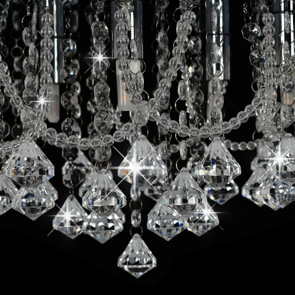 vidaXL Taklampe med krystallperler sølv rund 4 x G9 lyspærer