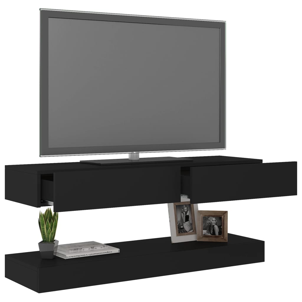 vidaXL TV-benk med LED-lys svart 120x35 cm
