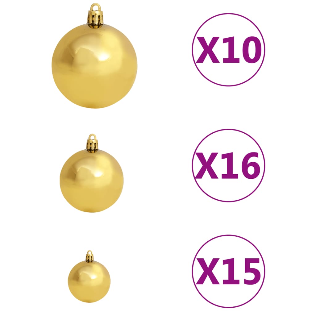 vidaXL Julekulesett 120 deler med topp og 300 LED gull og bronse