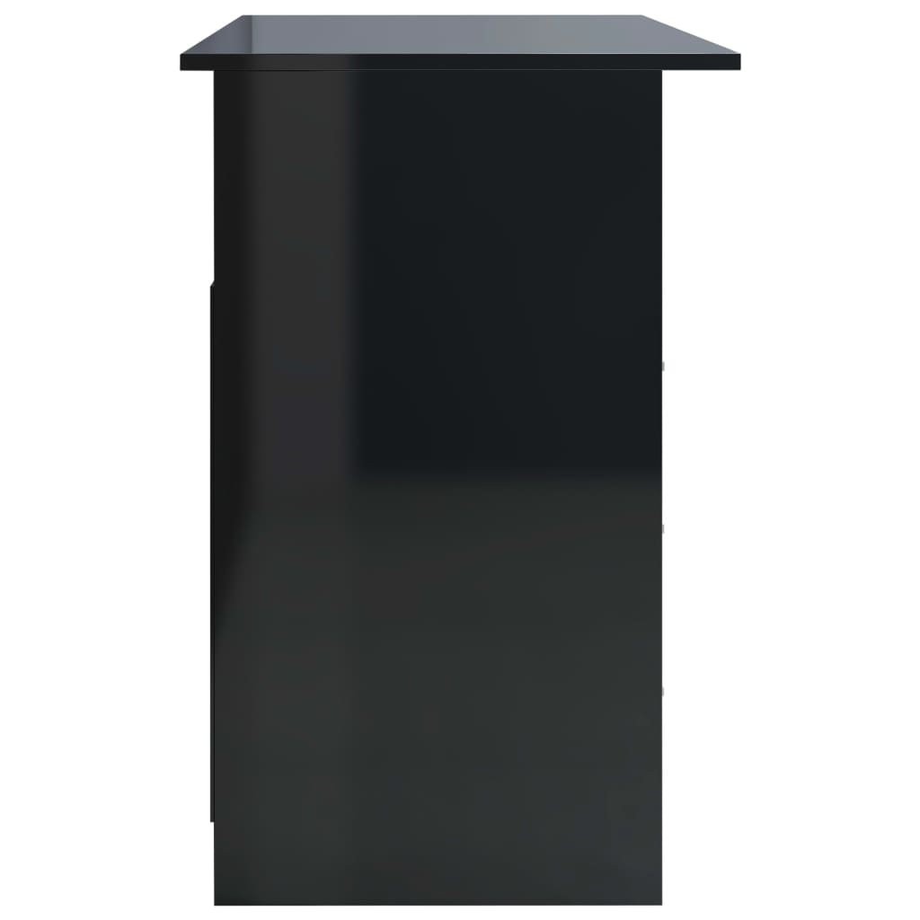 vidaXL Skrivebord med skuffer høyglans svart 110x50x76 cm sponplate