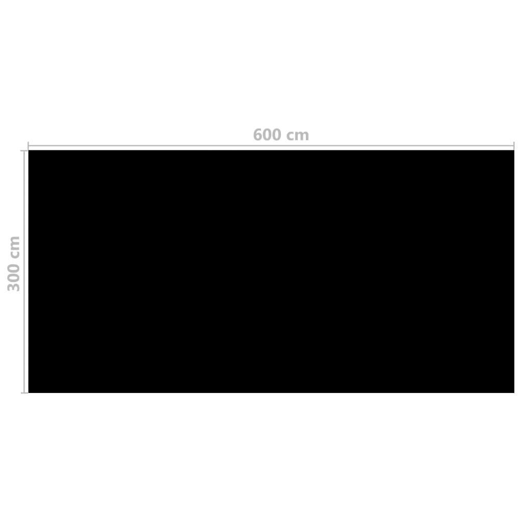 vidaXL Bassengtrekk svart 600x300 cm PE