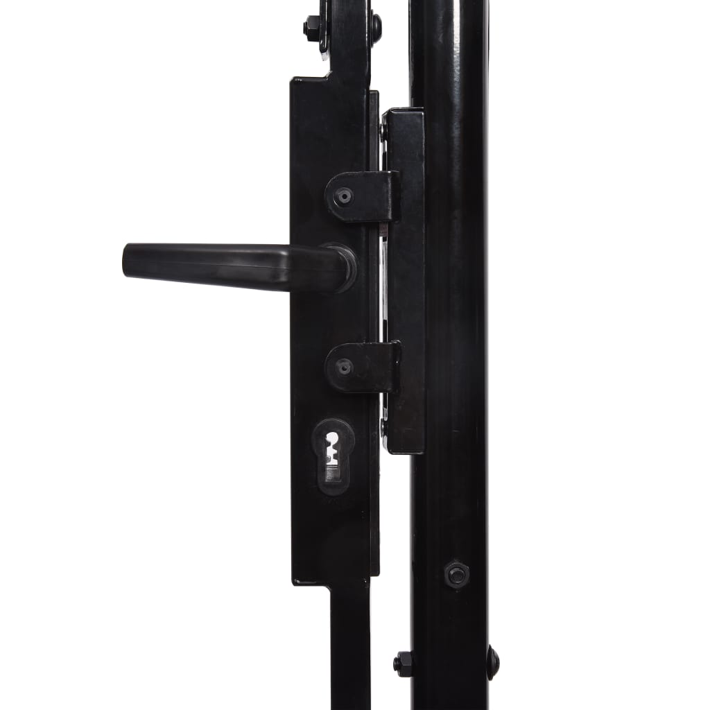 vidaXL Hageport med en dør og buet topp stål 1x2 m svart