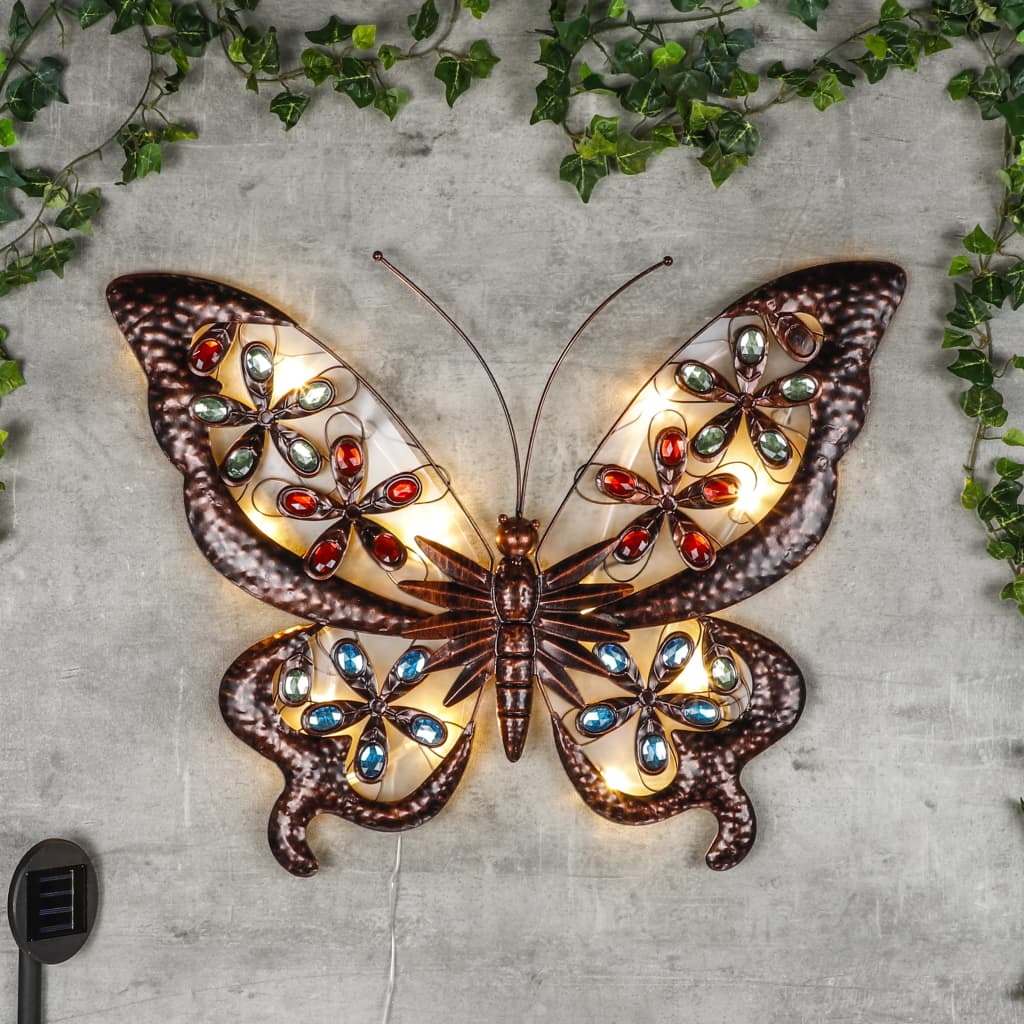 HI Soldrevet LED-hagelys veggmontert sommerfugl