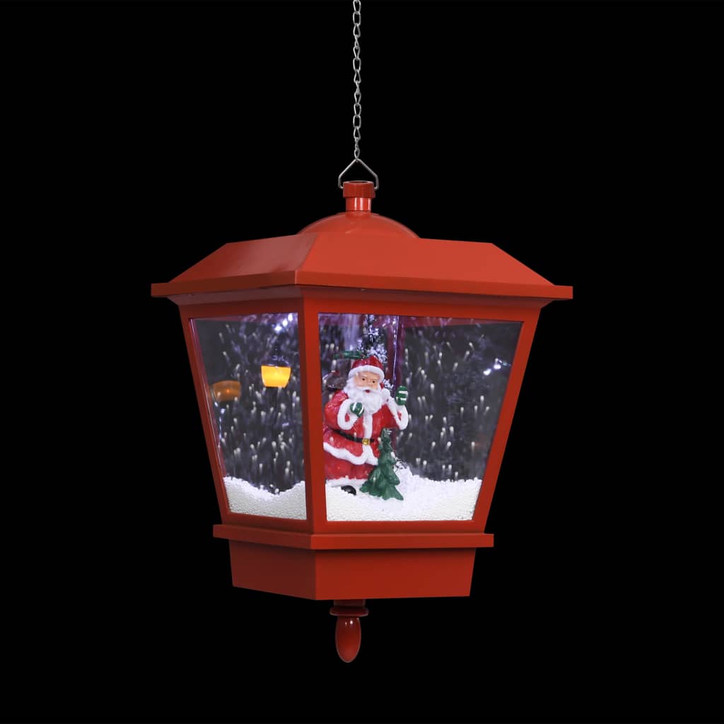 vidaXL Hengende julelampe med LED-lys og julenisse rød 27x27x45 cm