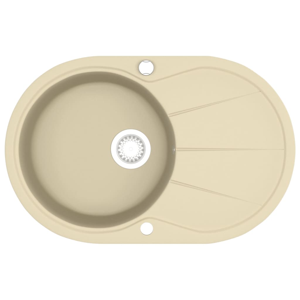 vidaXL Kjøkkenvask enkel kum granitt oval beige