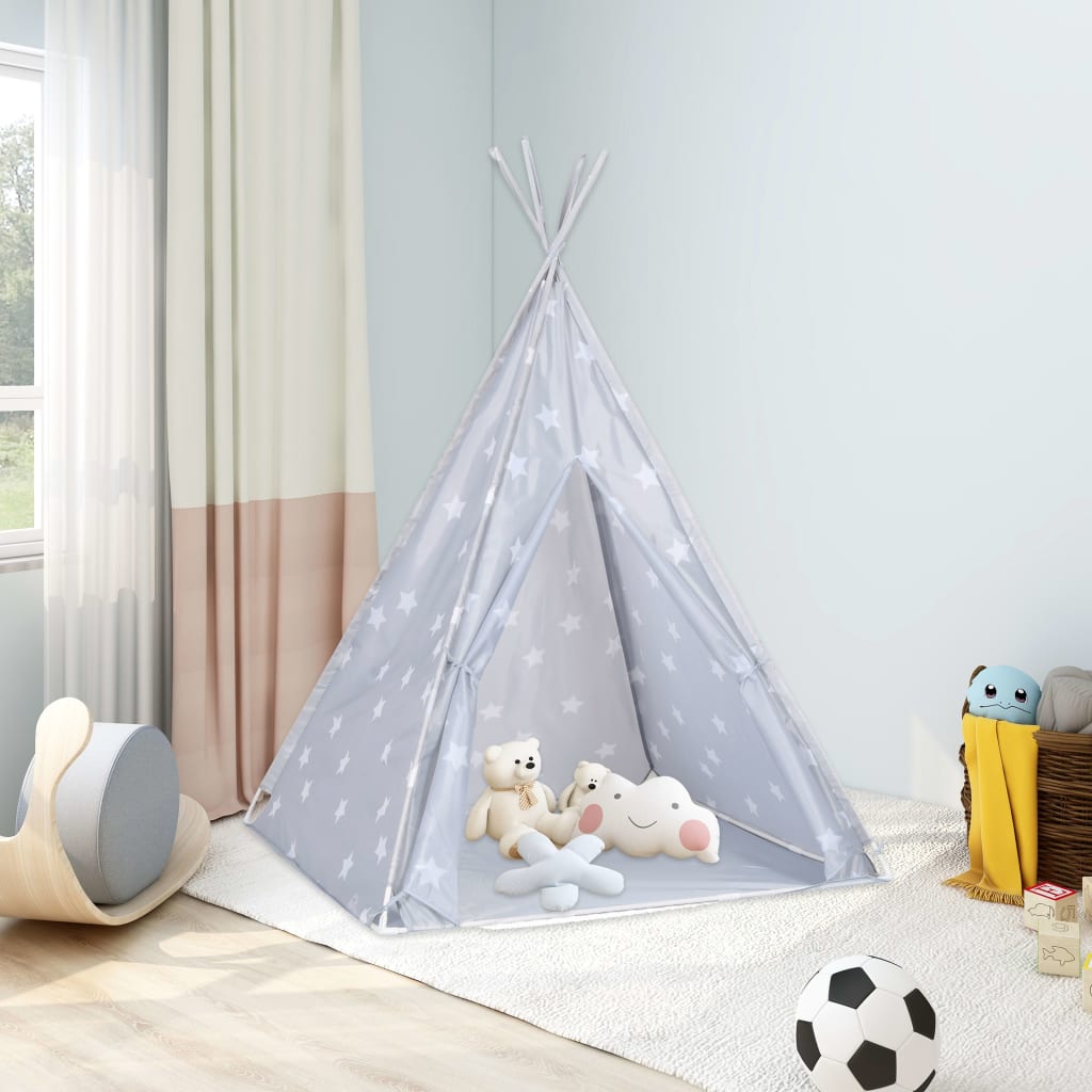 vidaXL Tipi-telt for barn med pose polyester grå 115x115x160 cm
