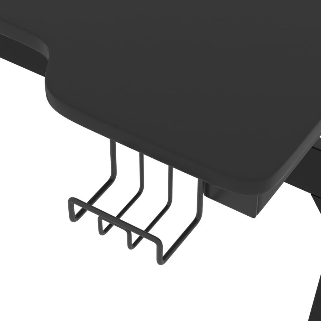 vidaXL Gamingbord med LED og Z-formede ben svart 110x60x75 cm