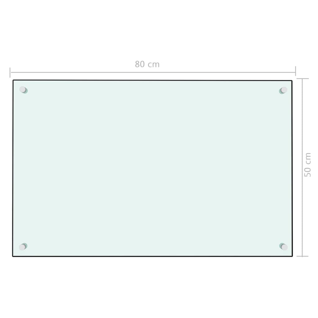 vidaXL Kjøkkenplate hvit 80x50 cm herdet glass