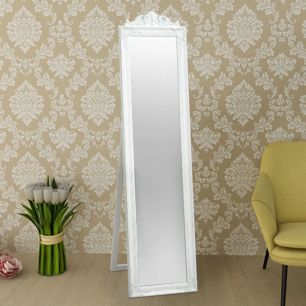 vidaXL Frittstående speil barokstil 160x40 cm hvit